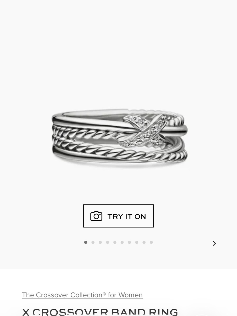 David Yurman Silver X Crossover Pavé Band